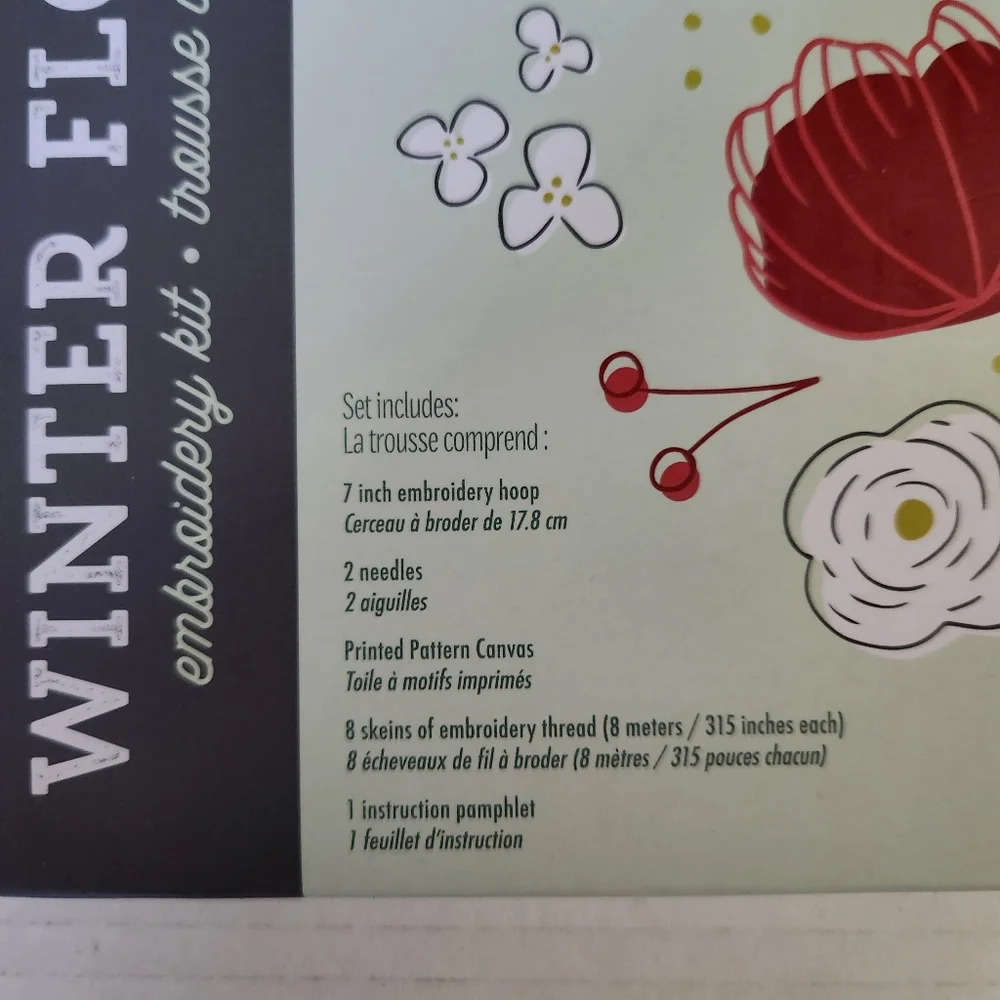 Craft Crush Winter Flower Embroidery Kit DIY Needlework New Sealed